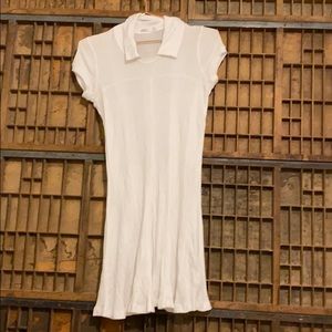 Ribbed collared mid length dress